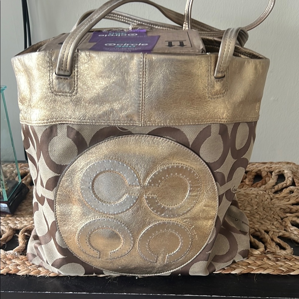 Gold and Brown Designer Tote Bag